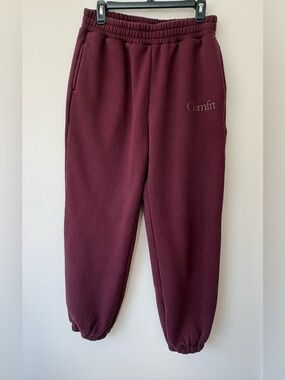 Comfrt Maroon Jogger Sweatpants Size L Soft Lounge Cozy